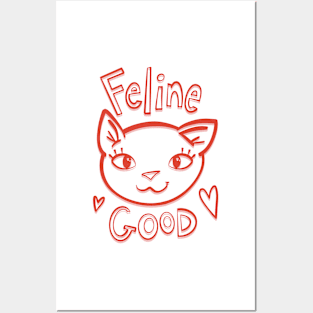 Feline Good Kitty Cat illustration Posters and Art